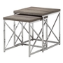 Nesting Table 2Pcs Set Dark Taupe with Chrome Metal - 3255