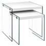 Nesting Table 2Pcs Set Glossy White Tempered Glass - 3287