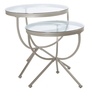 Nesting Table 2Pcs Set Silver with Tempered Glass - 3322