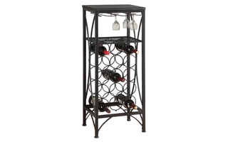 Home Bar Black Metal wine bottle and glass rack - 3347