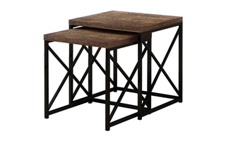 Nesting Table 2Pcs Set Brown Reclaimed Wood Black - 3413