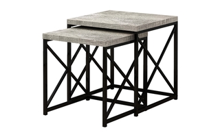 Nesting Table 2Pcs Set Grey Reclaimed Wood Black - 3414