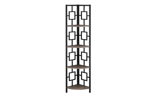 Bookcase Dark Taupe Black Metal corner etagere - 3611