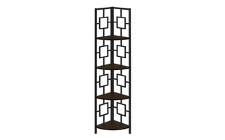 Bookcase Espresso Black Metal corner etagere - 3612