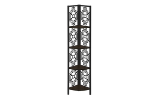 Bookcase Espresso Black Metal corner etagere - 3622