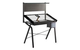 Drafting Table adjusTable Grey Metal Tempered Glass - 7034