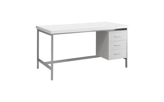 Computer Desk White Silver Metal - 7046