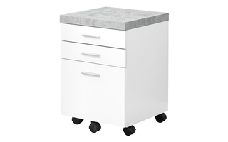 Filing Cabinet 3 drawer White cement-look on castor - 7051