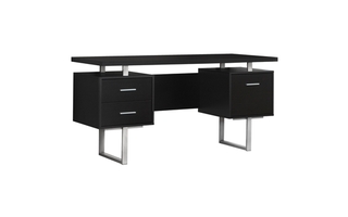 Computer Desk Espresso Silver Metal - 7080