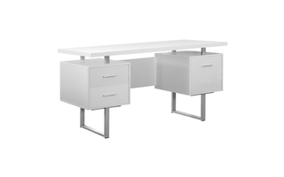 Computer Desk White Silver Metal - 7081