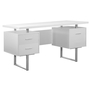 Computer Desk White Silver Metal - 7081