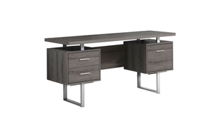 Computer Desk Dark Taupe Silver Metal - 7082