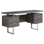 Computer Desk Dark Taupe Silver Metal - 7082