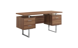 Computer Desk Walnut Silver Metal - 7083