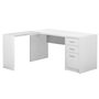 Computer Desk White corner with Tempered Glass - 7136