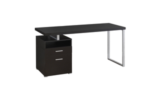 Computer Desk Espresso Silver Metal - 7143