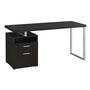 Computer Desk Espresso Silver Metal - 7143