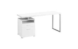 Computer Desk White Silver Metal - 7144
