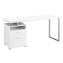 Computer Desk White Silver Metal - 7144