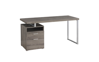 Computer Desk Dark Taupe Silver Metal - 7145
