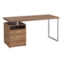 Computer Desk Walnut Silver Metal - 7146