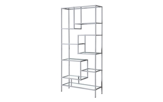 Bookcase Silver Metal with Tempered Glass - 7158