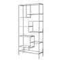 Bookcase Silver Metal with Tempered Glass - 7158