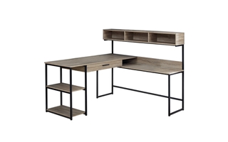 Computer Desk Dark Taupe Black Metal corner - 7161