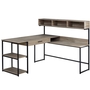 Computer Desk Dark Taupe Black Metal corner - 7161