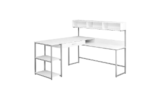 Computer Desk White Silver Metal corner - 7162