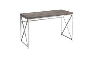 Computer Desk Dark Taupe Chrome Metal - 7204