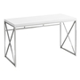 Computer Desk Glossy White Chrome Metal - 7205