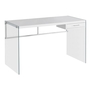 Computer Desk Glossy White Tempered Glass - 7209