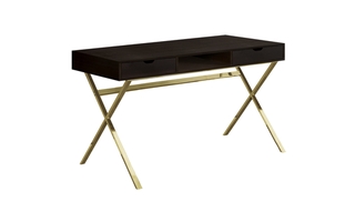 Computer Desk Espresso gold Metal - 7210