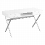 Computer Desk Glossy White Chrome Metal - 7211