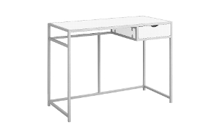 Computer Desk White Silver Metal - 7222