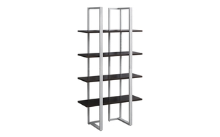Bookcase Espresso Silver Metal - 7239