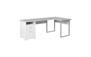 Computer Desk 80 in. White cement-look left/right face - 7258