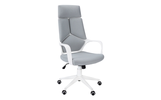 Office Chair White Grey Fabric high back executive - 7270