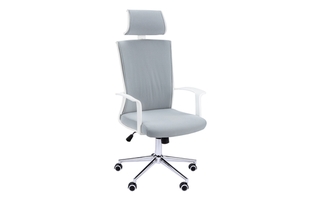 Office Chair White Grey Fabric high back executive - 7301