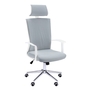 Office Chair White Grey Fabric high back executive - 7301