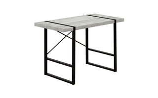 Computer Desk Grey Reclaimed Wood Black Metal - 7316