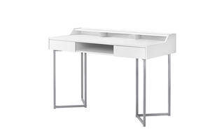 Computer Desk White Silver Metal - 7361