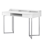 Computer Desk White Silver Metal - 7361