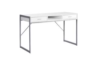 Computer Desk White Silver Metal - 7364