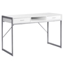 Computer Desk White Silver Metal - 7364