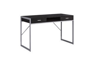 Computer Desk Espresso Silver Metal - 7366