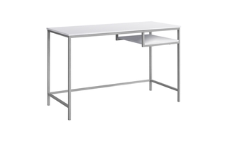 Computer Desk White Silver Metal - 7368