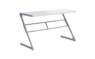 Computer Desk White Silver Metal - 7372