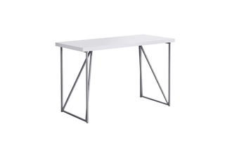 Computer Desk White Silver Metal - 7376